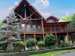 log home stained and waterproofed